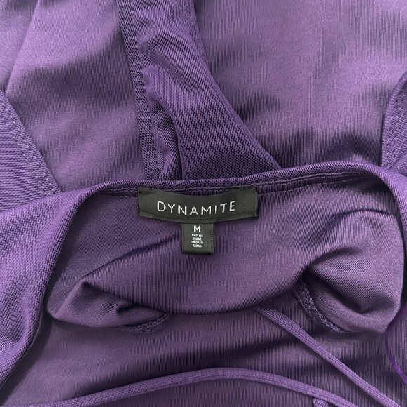 NWB Dynamite purple ruched open back bodysuit - Picture 2 of 3